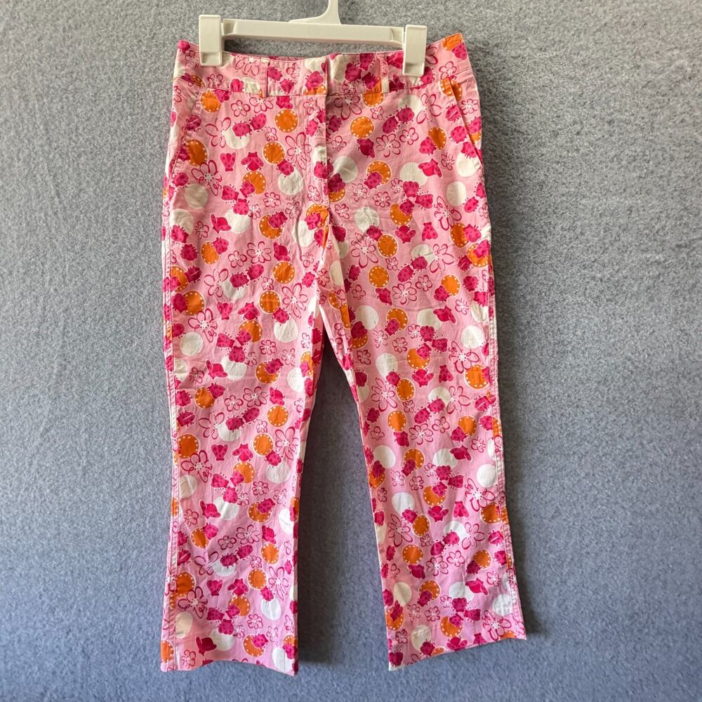 vtg Lilly Pulitzer Ladybug Citrus Print Pants Size 6 Preppy Resort Chic Pink - Picture 2 of 7